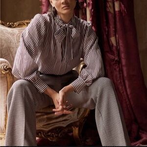 Maeve striped tie neck top size Small